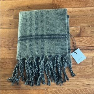 All Saints Olive Green Scarf with Fringe